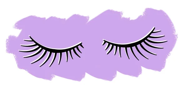 Line art fekete hamis szempilla lila háttér — Stock Fotó