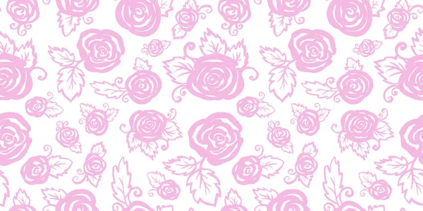 五彩缤纷的春花无缝线型粉红分枝,蔷薇花白色背景.带有包装的花卉成分 — 图库照片