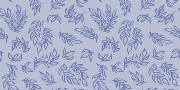 Patrón sin costura para el embalaje textil de papel digital. línea azul arte elementos florales sobre fondo gris — Foto de Stock