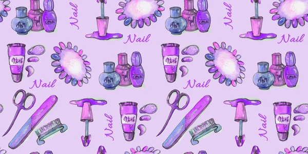Акварель Безшовний візерунок цифрової паперової текстильної упаковки. різнокольорові акварельні фіолетові, фіолетові та бузкові абстрактні елементи бузку на рожевому фоні — стокове фото