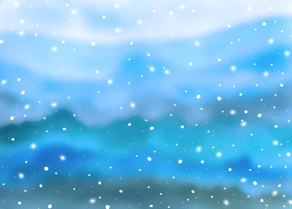 Akvarell Vinterlandskap. Himmel och berg. suddig bakgrund — Stockfoto