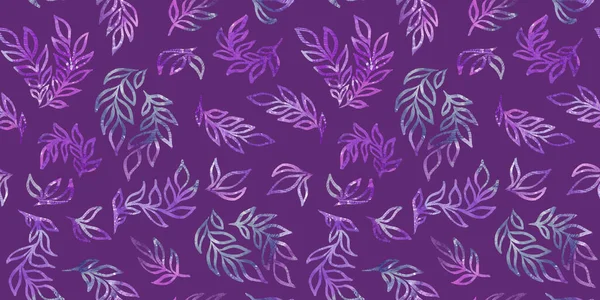 Watercolor Seamless pattern for digital paper textile packaging. Gray, violet and lilac Watercolour floral elements on dark purple Background — Stock Photo, Image