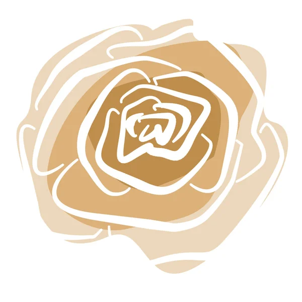 Elemento floral no estilo de arte de linha sobre um fundo branco. Gema de rosa bege e marrom — Fotografia de Stock