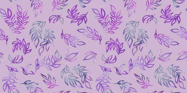 Aquarelle Modèle sans couture pour l'emballage textile en papier numérique. Gris, violet et violet Éléments floraux aquarelle sur fond rose — Photo