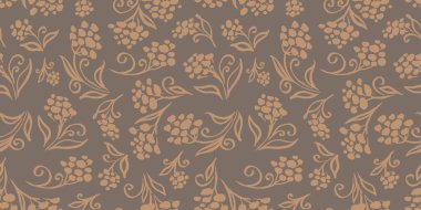 Çok renkli suluboya çiçek desenli turuncu dallar ve kahverengi arka planda çiçek. Paketleme ile çiçek ögesi