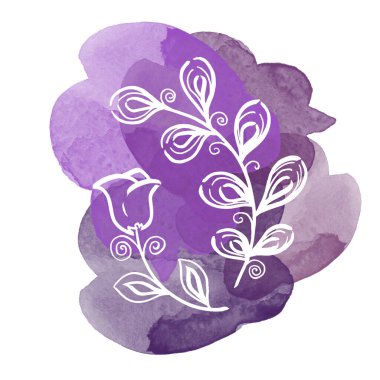 Çiçeksel botanik seti, suluboya yeşil ve sarı lekeler. Beyaz izin ve campanula çiçeği. İzole illüstrasyon elementi. Çizgi sanatçısı beyaz arka planda kır çiçeği çiziyor