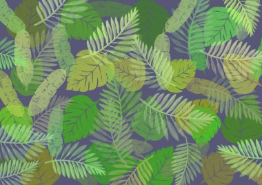 Autumn background. Gren, yellow and brown leave.