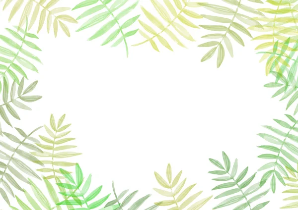 Summer frame for text. Green leave — стокове фото