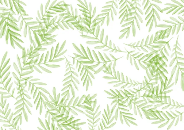 Aquarell Hintergrund mit grünen Blättern — Stockfoto
