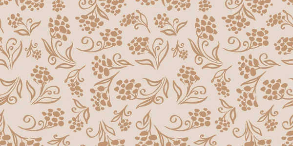 Multicolor Autumn watercolor floral Seamless pattern brown branch and Flower on beige background. Flowers element with packaging — Fotografia de Stock