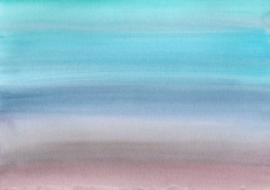 Soyut suluboya arka plan. Mavi, gri ve kahverengi lekeler. Yatay çizgiler