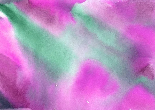 抽象水彩画背景。ピンクと緑のスプラッシュ — ストック写真