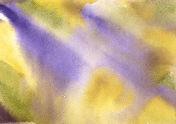 Aquarelle abstraite Fond. éclaboussures jaunes et violettes — Photo