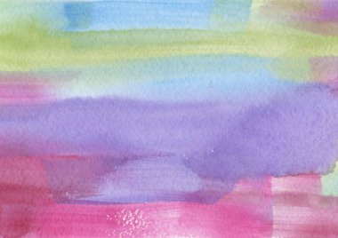 Suluboya soyut arkaplan. Mavi, menekşe, kırmızı ve yeşil lekeler