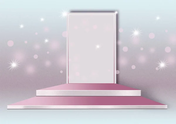Rózsaszín pódium lépcsőkkel. 3D renderelés. Pasztell színek — Stock Fotó