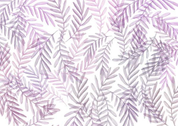 水彩画背景。粉色、灰色和紫色的叶子 — 图库照片