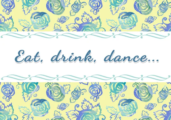 Їжте танець на випивку - барвисте написання. Текст каліграфії — стокове фото