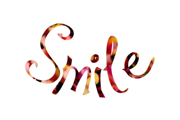 Χαμογελάστε - όμορφα γράμματα. Κείμενο καλλιγραφίας. Χειροποίητη φράση έμπνευσης — Φωτογραφία Αρχείου