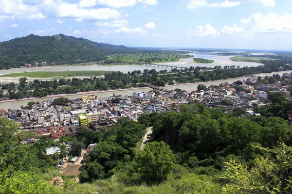 Stadt Haridwar Luftaufnahme Vom Shrai Mata Mansa Devi Mandir Tempel — Stockfoto