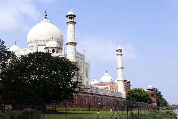 Taj Mahal Vue Depuis Rivière Yamuna Agra Inde — Photo