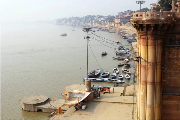 Chausatti Ghat View Varanasi Embankment Ganges River India — стоковое фото