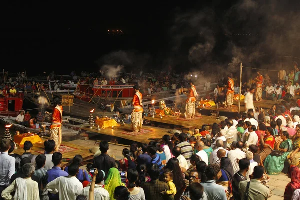 Ritüel Dansı Puja Varanasi Hindistan — Stok fotoğraf