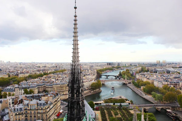 Kilátás Párizs Folyó Szajna Notre Dame Katedrális Franciaország — Stock Fotó