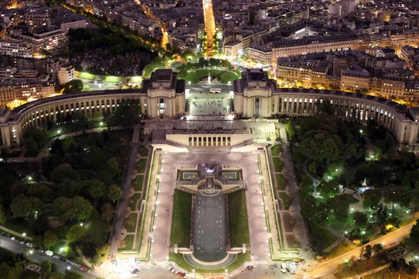 Esti Kilátás Párizsra Chaillot Palotára Eiffel Toronyból Franciaország — Stock Fotó