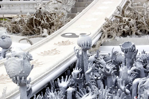 Detalhes Templo Branco Wat Rong Khun Chiang Rai Tailândia — Fotografia de Stock