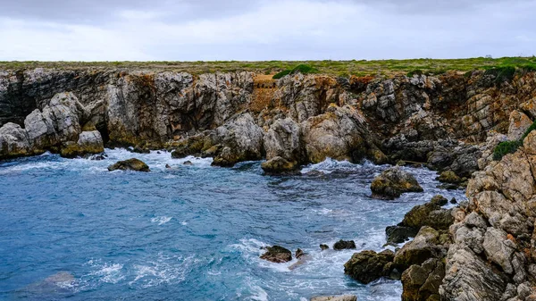 Vista Paisagens Cap Cavalleria Menorca Ilhas Baleares Espanha Mar Costa — Fotografia de Stock
