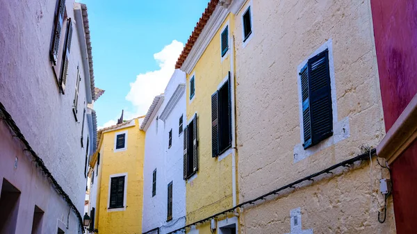 Coloridos Edificios Ventanas Ciutadella Menorca Islas Baleares España —  Fotos de Stock