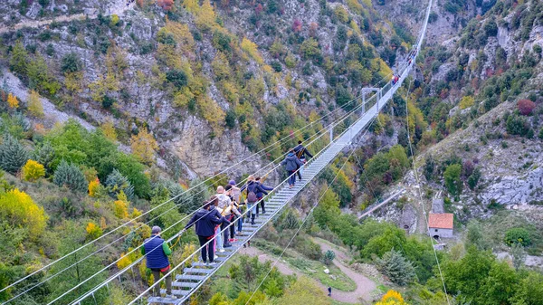 Vue Sur Pont Tibétain Castelsaraceno Basilicate Italie — Photo