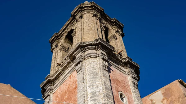 Detail Des Glockenturms Der Kirche Von Erice Sizilien Italien — Stockfoto