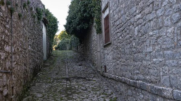 Alley Erice Sicily Italy Paved Street Houses — стоковое фото