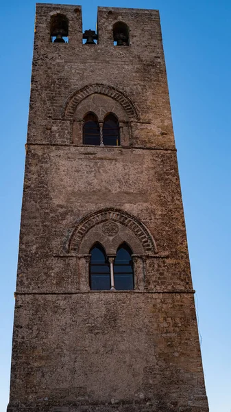 Bell Tower Duomo Madrice Erice Sicily Italy — Stok fotoğraf