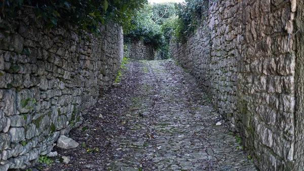 Alley Στο Erice Σικελία Ιταλία Paved Δρόμο Και Σπίτια — Φωτογραφία Αρχείου