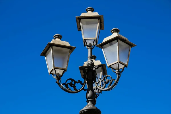 Detail Three Headed Street Lamp Blue Sky Bottom Royalty Free Stock Images