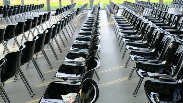 Rows Empty Black Chairs Great Room — Photo