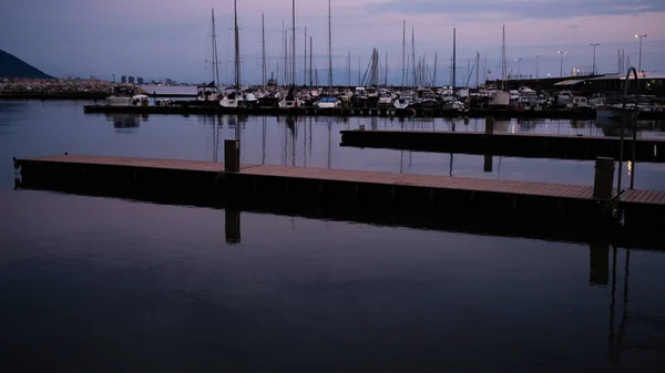 View Quay Port Sunset Salerno Italy — Stockfoto