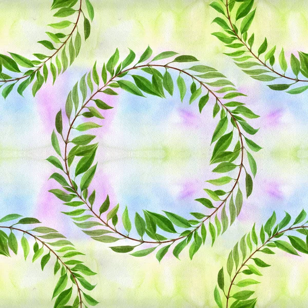 Branch Leaves Watercolor Background Floral Watercolor Seamless Patterns Plant Pattern — Stock Photo, Image