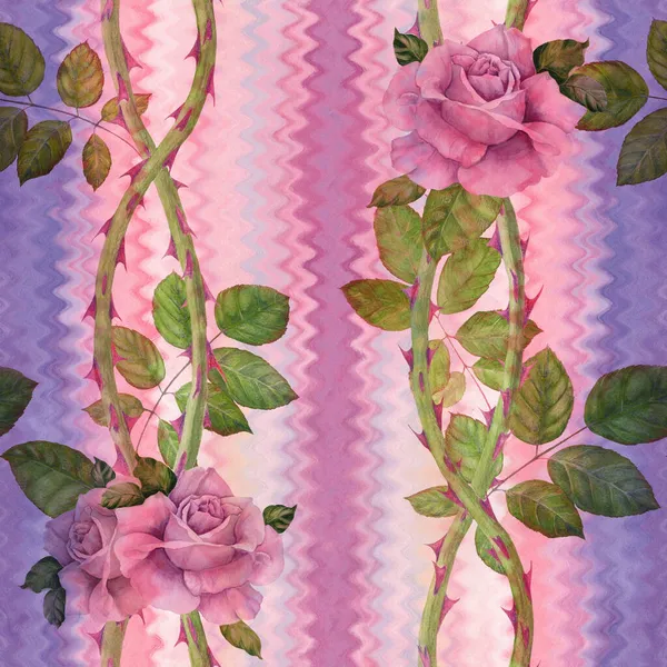Rosas Papel Parede Abstrato Com Motivos Florais Padrão Sem Costura — Fotografia de Stock