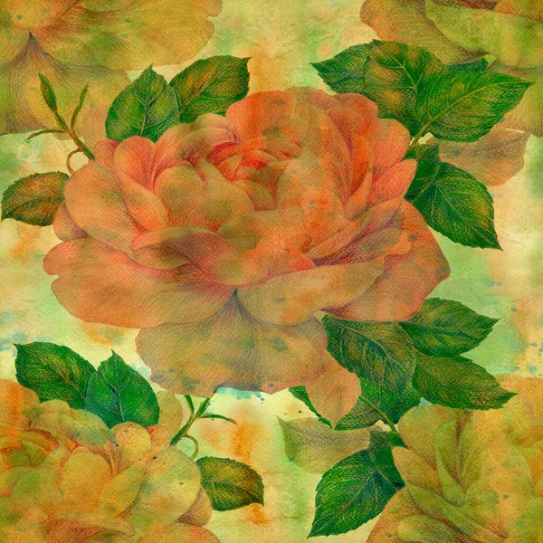 Roses Seamless Patterns Decorative Composition Watercolor Background Floral Motives Use — Stock Photo, Image