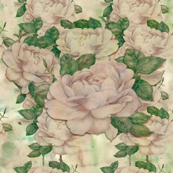 Růže Bezešvé Vzory Dekorativní Kompozice Pozadí Akvarelu Květinové Motivy Použijte — Stock fotografie