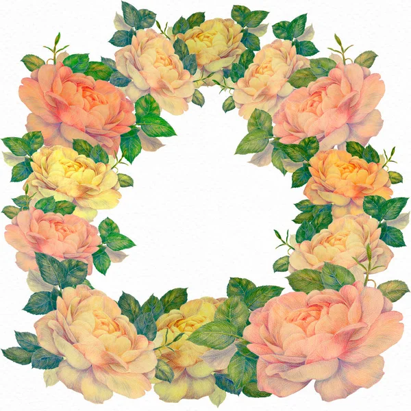 Rosas Padrões Sem Costura Composição Decorativa Fundo Aquarela Motivos Florais — Fotografia de Stock