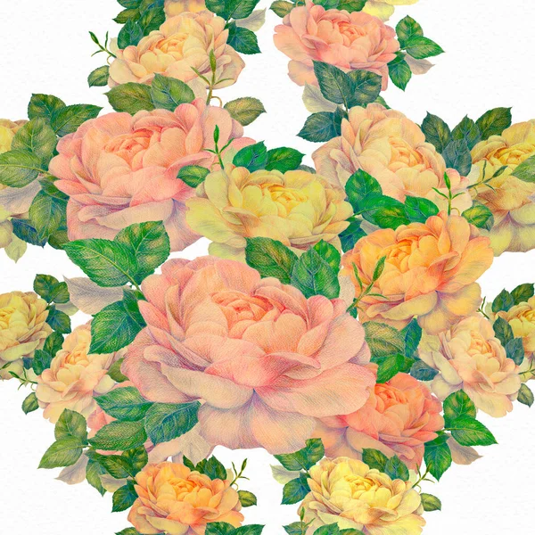 Rosen Nahtlose Muster Dekorative Komposition Auf Einem Aquarell Hintergrund Florale — Stockfoto