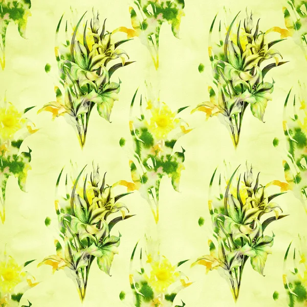Λουλούδια Φόντο Ακουαρέλας Γκλαντίολους Αφηρημένη Ταπετσαρία Φυτικά Μοτίβα Απρόσκοπτο Μοτίβο — Φωτογραφία Αρχείου