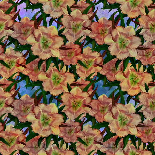 Kwiaty Tle Akwareli Żółta Lilia Tapeta Akwarelowa Motywami Kwiatowymi Płynny — Zdjęcie stockowe