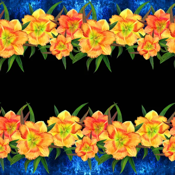 Bloemen Een Aquarelachtergrond Gele Daglelie Aquarel Behang Met Bloemmotieven Naadloos — Stockfoto