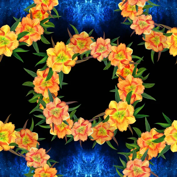 Blumen Auf Einem Aquarell Hintergrund Gelbe Taglilie Aquarelltapete Mit Floralen — Stockfoto