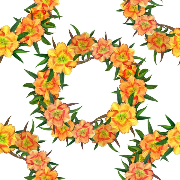 Blumen Auf Einem Aquarell Hintergrund Gelbe Taglilie Aquarelltapete Mit Floralen — Stockfoto